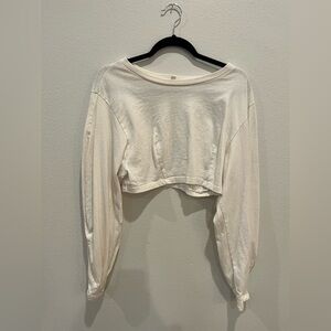 Women's White Long Sleeve Crop Top
